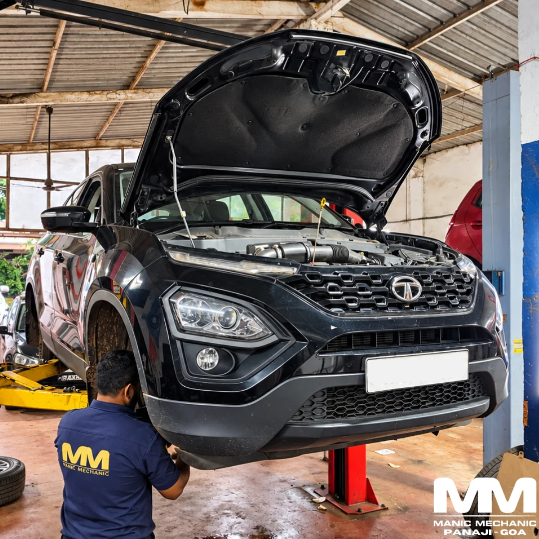 Tata Harrier receiving annual service at Manic Mechanic Goa