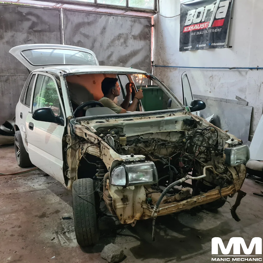 Body shop repair work at Manic Mechanic Goa
