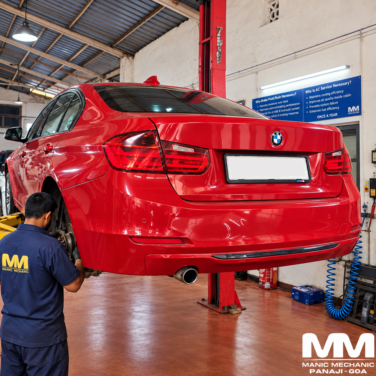 BMW receiving brake maintenance at Manic Mechanic