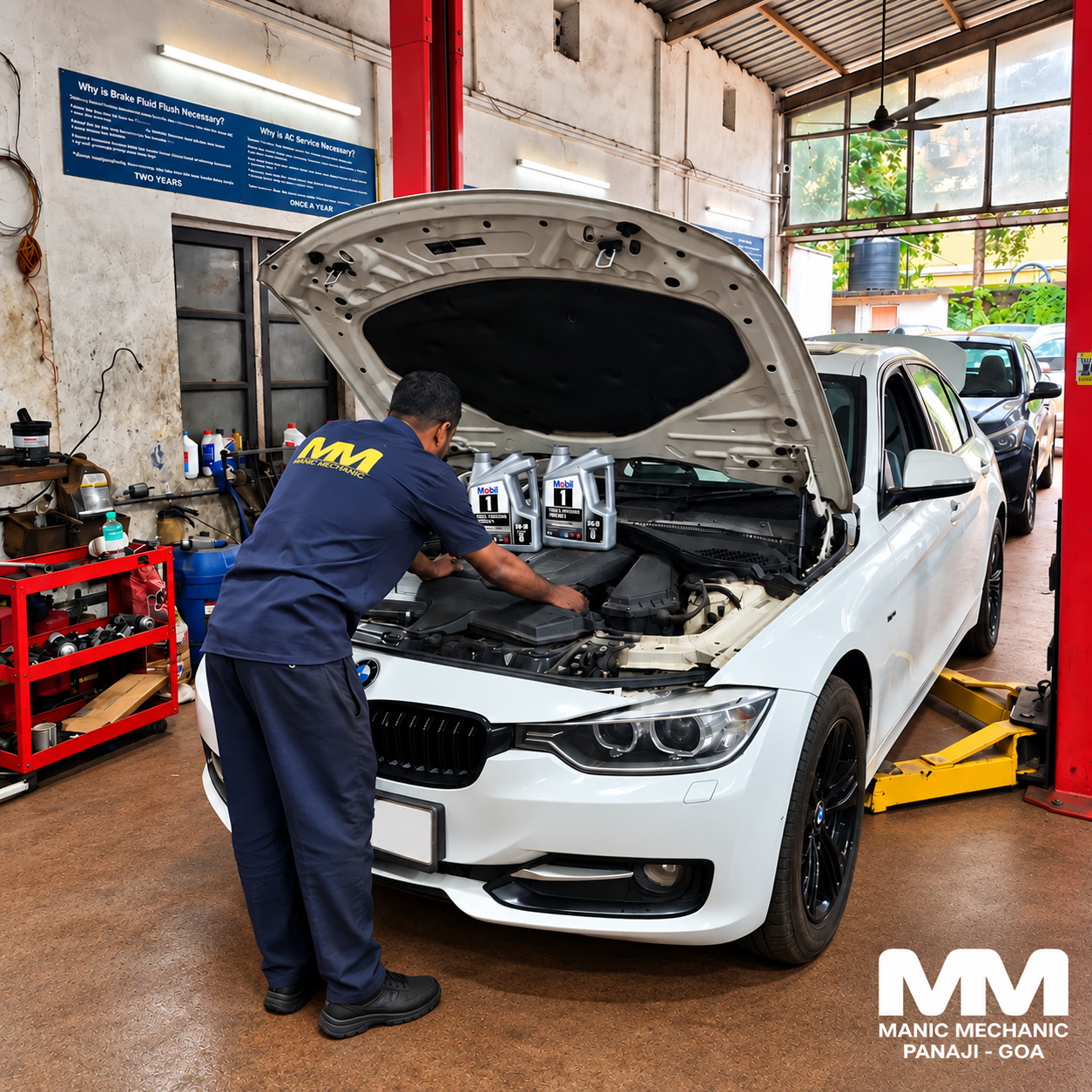 BMW 3 Series receiving an annual service